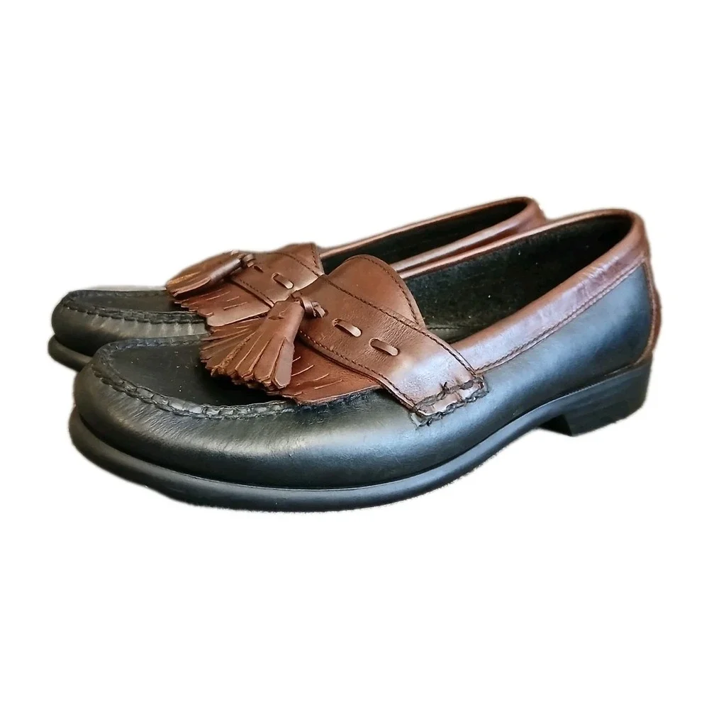 Dockers Men's Size 8.5 black brown leather tassel Loafers shoes Business New#996